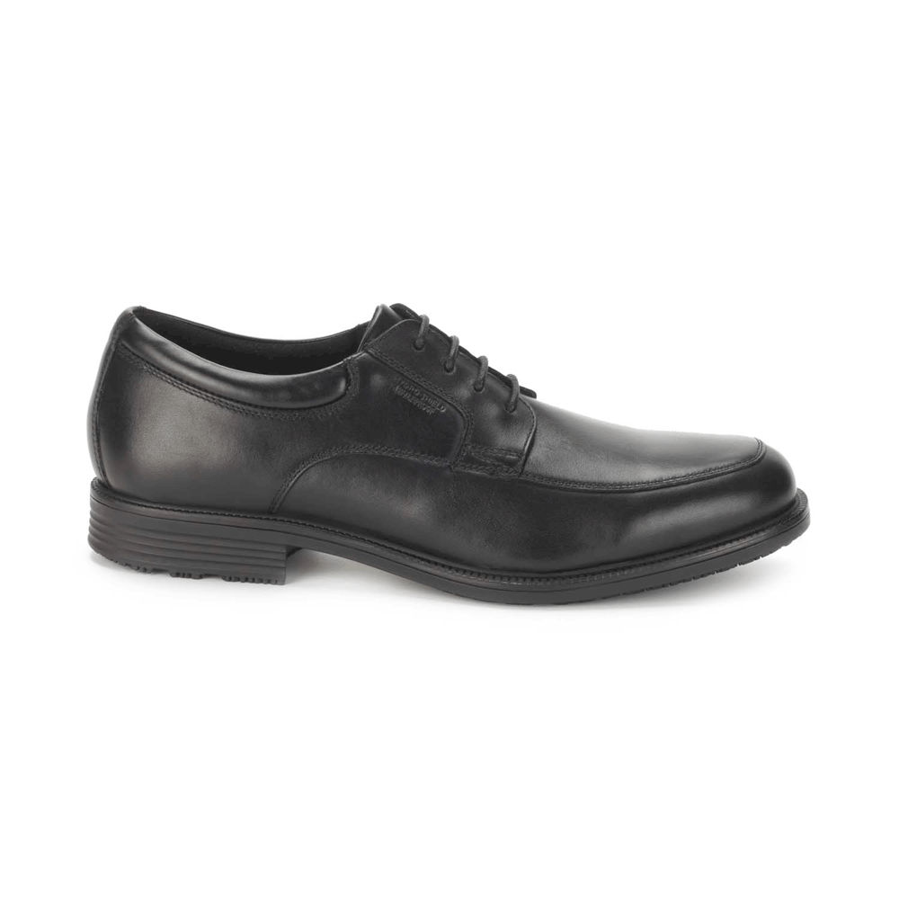 Rockport Mens Dress Shoes Black - Essential Details Waterproof Apron Toe - UK 271-SOETPU